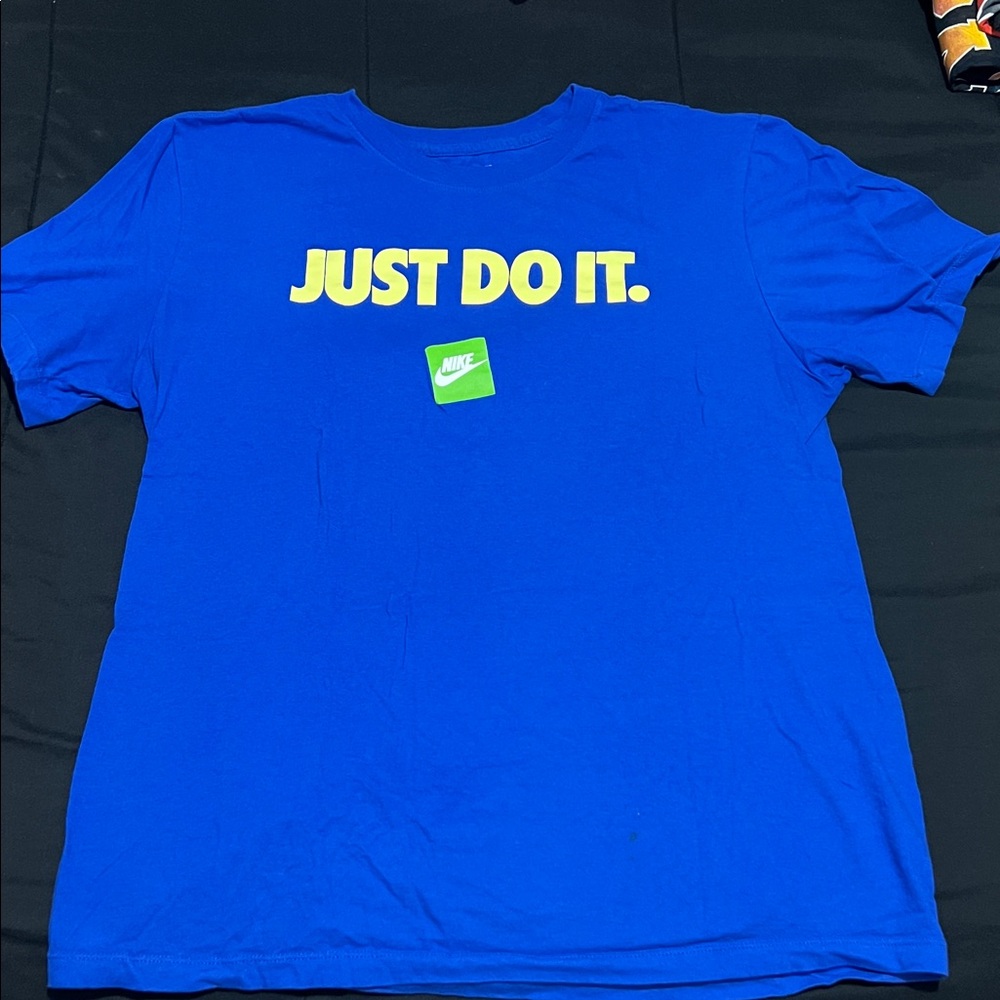 Nike Blue and Yellow 'Just Do It' Men's Tee